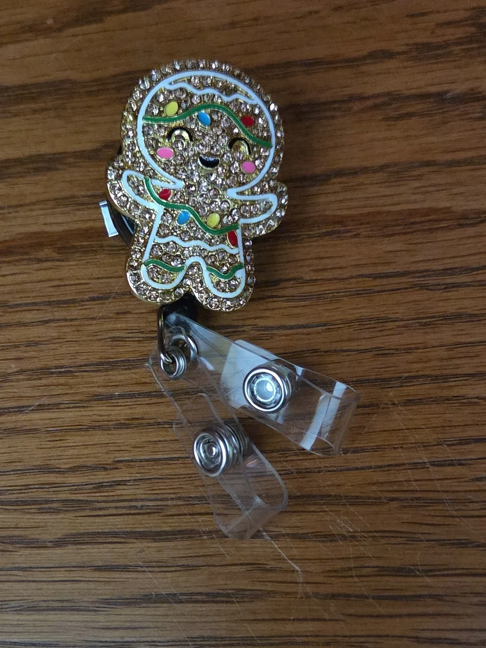 Gold Gingerbread Sparkle Badge Reel with Multicolor Accents